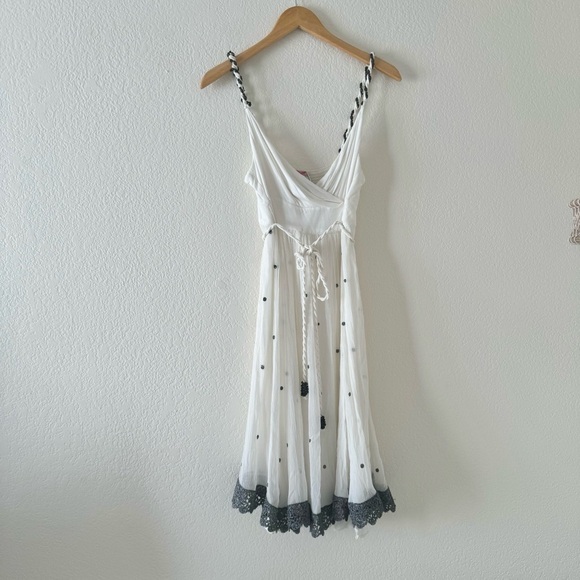 Yoana Baraschi Dresses & Skirts - Yoana Baraschi Silk Polka-Dot Lace Trim Dress